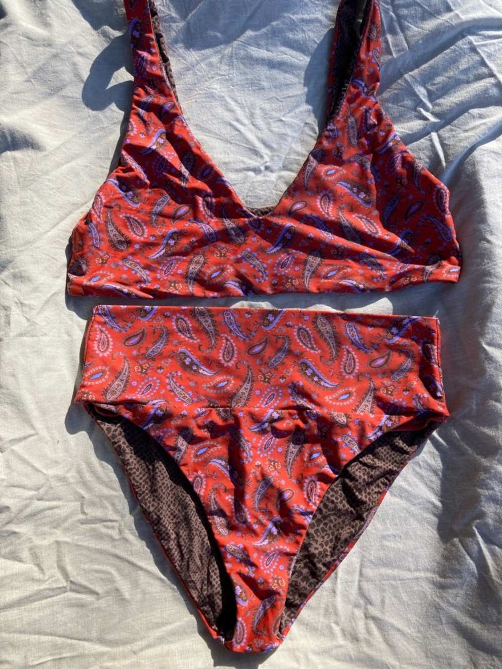 Acacia bikini Parker paisley XL top with L bottoms Maggie Echo